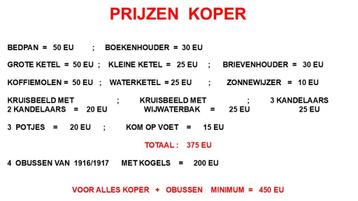 13 koperen stukken beschikbaar voor biedingen