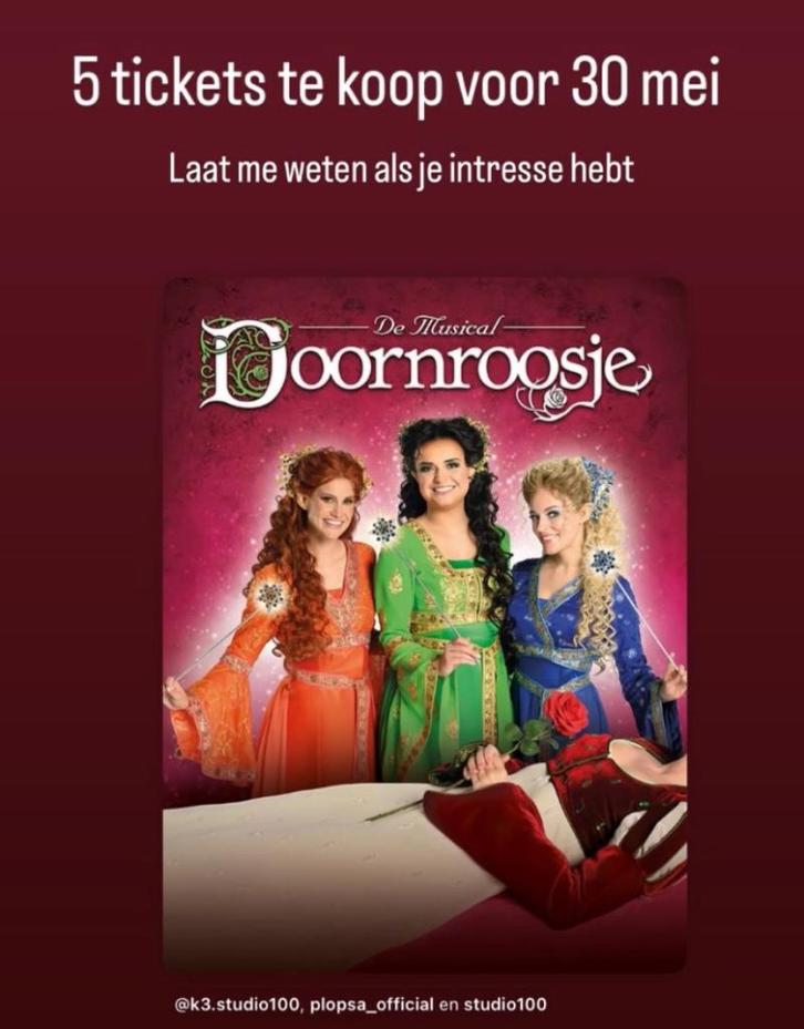 Tickets k3 musical Doornroosje, Tickets en Kaartjes, Theater | Toneel, Dans en Opera, Drie personen of meer, Mei, Toneel