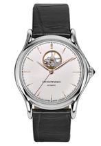 Armani Swiss Made Automatic Open heart, Ophalen, Zo goed als nieuw, Leer