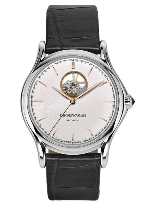 Armani Swiss Made Automatic Open heart, Handtassen en Accessoires, Horloges | Heren, Zo goed als nieuw, Leer, Ophalen