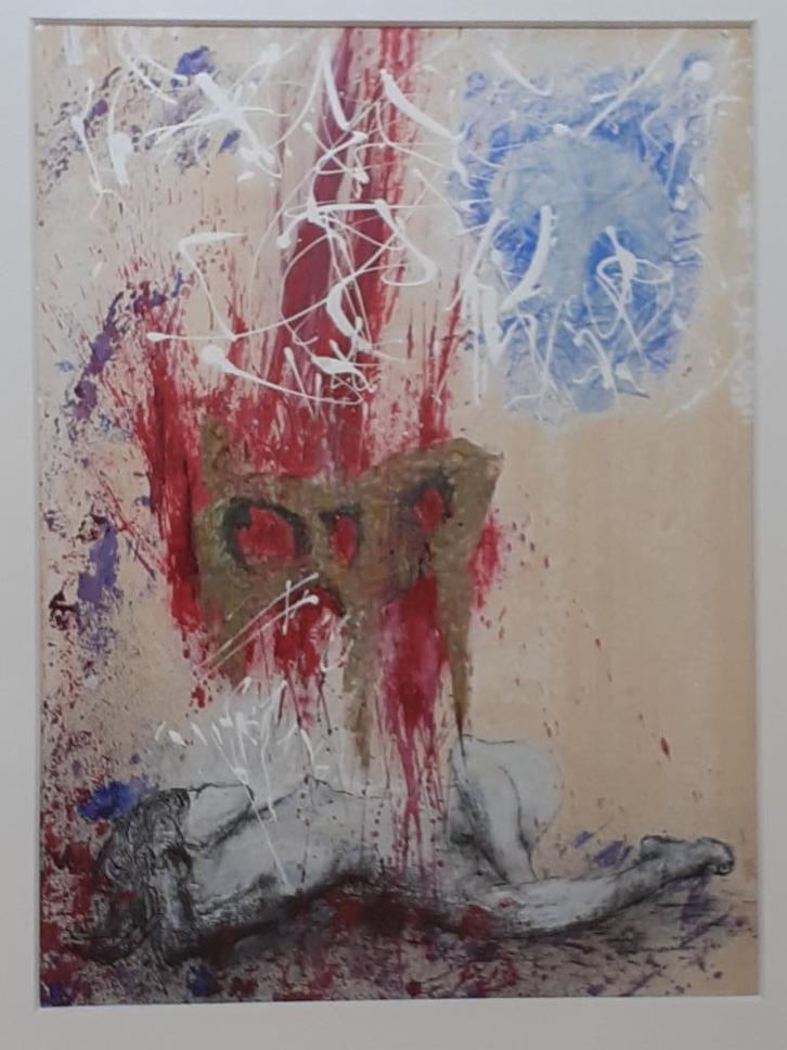 "Pijn" - Jan Vaerten, Antiek en Kunst, Kunst | Schilderijen | Abstract, Ophalen of Verzenden