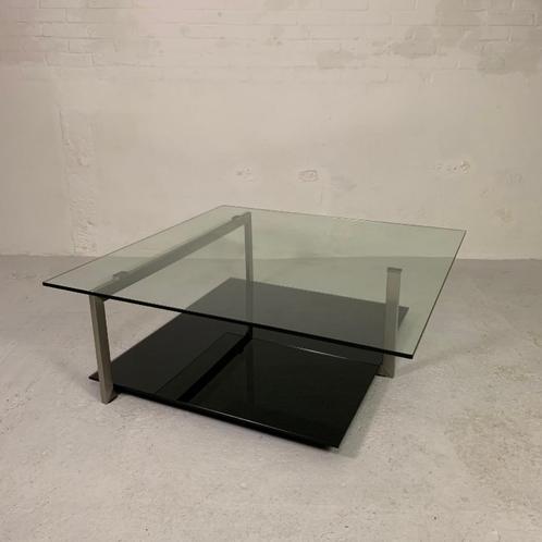 Glazen salontafel 110 x 110 cm in de stijl van Rolf Benz en, Maison & Meubles, Tables | Tables de salon, Verre, Enlèvement ou Envoi