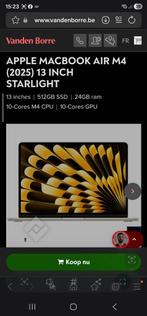 Apple MacBook Air (M4, 2025), Ophalen of Verzenden, 13 inch, Apple, SSD