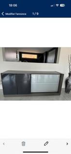 Dressoir gris laqué et placage chêne, Maison & Meubles, Enlèvement, Utilisé