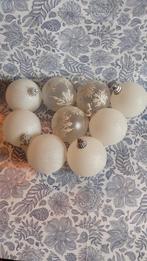 9 boules de Noël blanche de 6cm plastique dure, Divers, Utilisé, Enlèvement ou Envoi