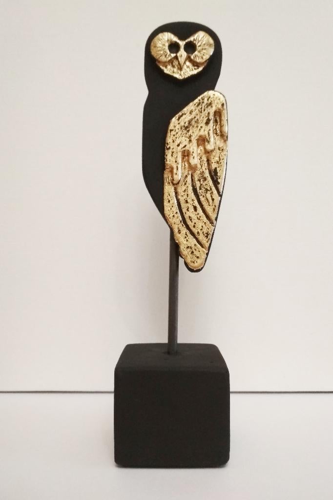 "De uil met de gouden vleugel"Originele afbeelding, Antiek en Kunst, Verzenden, Overige materialen, Beeld, Overige stijlen