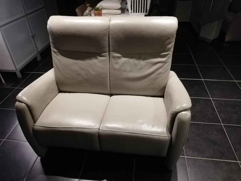 lederen kwaliteits salon met 2 relaxen( 3en2 zit) Diksmuide, Huis en Inrichting, Zetels | Zetels, Ophalen, Gebruikt