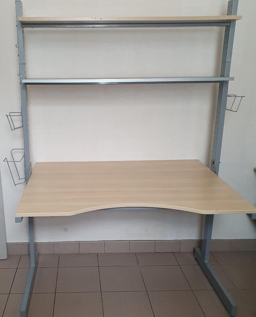 Bureau, Ophalen, In hoogte verstelbaar, Gebruikt, Bureau-kast combinatie