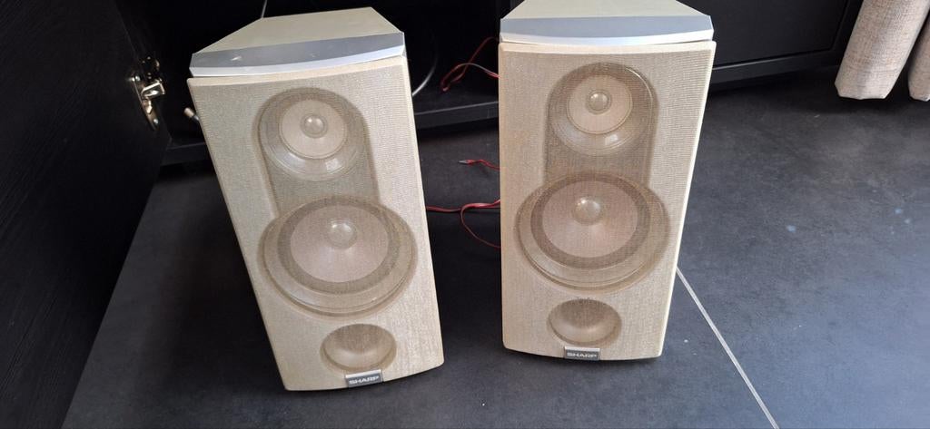 2 haut-parleurs Sharp, TV, Hi-fi & Vidéo, Enceintes, Enlèvement ou Envoi, Utilisé, Moins de 60 watts, Autres marques