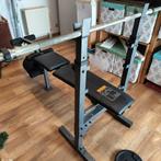 Fitness bench press (flat & incline) + 60kg platen + barbel, Ophalen, Metaal, Benen, Krachtstation