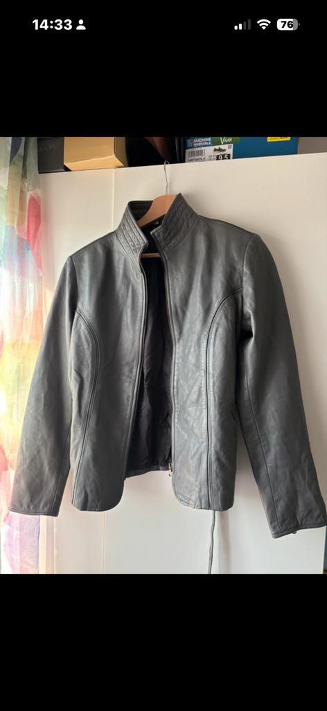 Leren jas, Kleding | Dames, Jassen | Zomer, Zo goed als nieuw, Maat 42/44 (L), Zwart, Ophalen