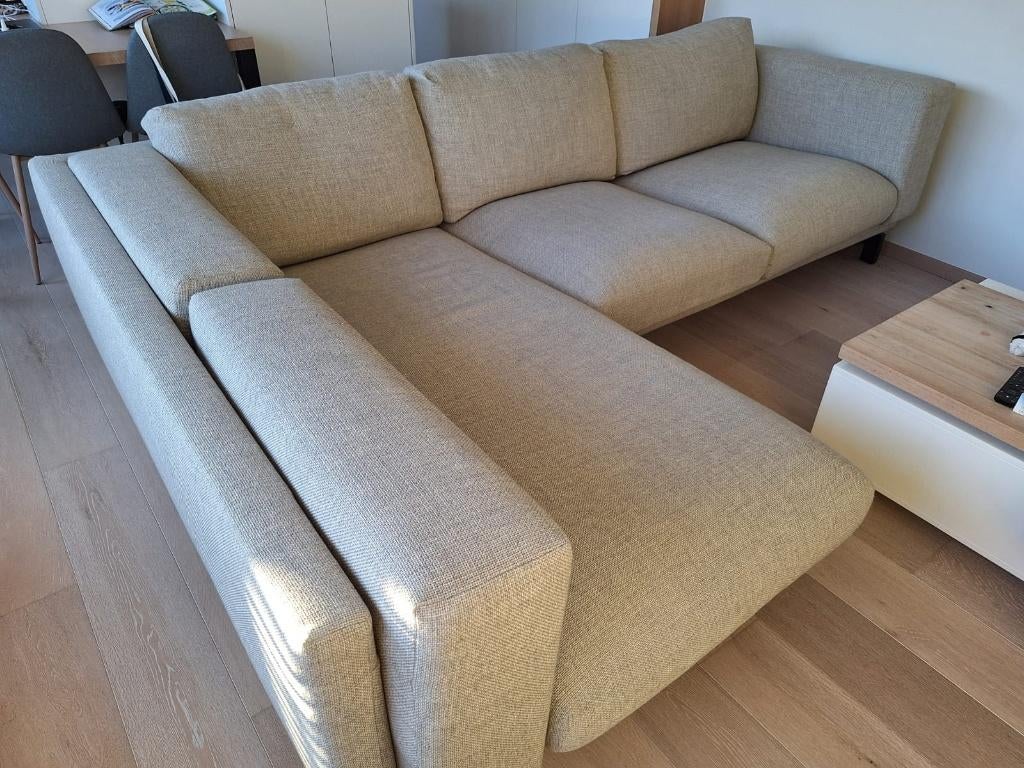 Hoekzetel beige, Maison & Meubles, Canapés | Sofas & Chaises Longues, Comme neuf, Trois personnes, 250 à 300 cm, 150 cm ou plus