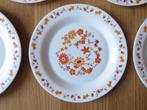 vintage arcopal 10 grandes assiettes plates motifs flore, Ophalen of Verzenden, Gebruikt, Bord(en)