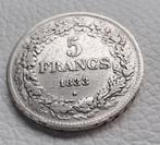 5 francs Leopold I - 1833, Verzenden, Zilver, Losse munt, Zilver