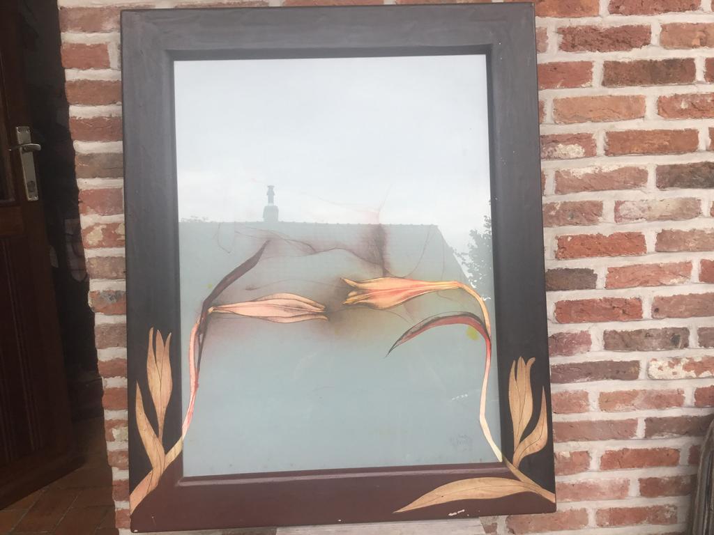 Kleurlitho-E.A.-Bruno Bruni-Paradijsvogelbloem+boek, Ophalen