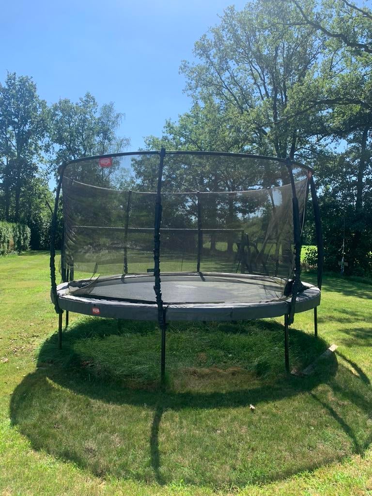 trampoline 430 cm – antraciet grijs, Ophalen, Zo goed als nieuw