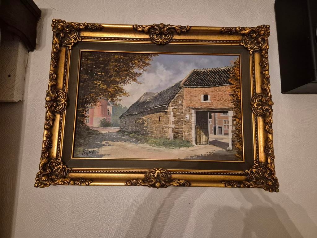 Superbe Huile sur Toile – Paysage Rural – Cadre de Style Lou, Antiquités & Art, Art | Peinture | Classique, Enlèvement