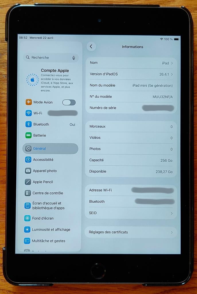Apple iPad Mini 5 A12 256 GB, iPadOS 26.4.1, 3 GB RAM, A2133, Computers en Software, Apple iPads, Apple iPad, 8 inch, Ophalen of Verzenden
