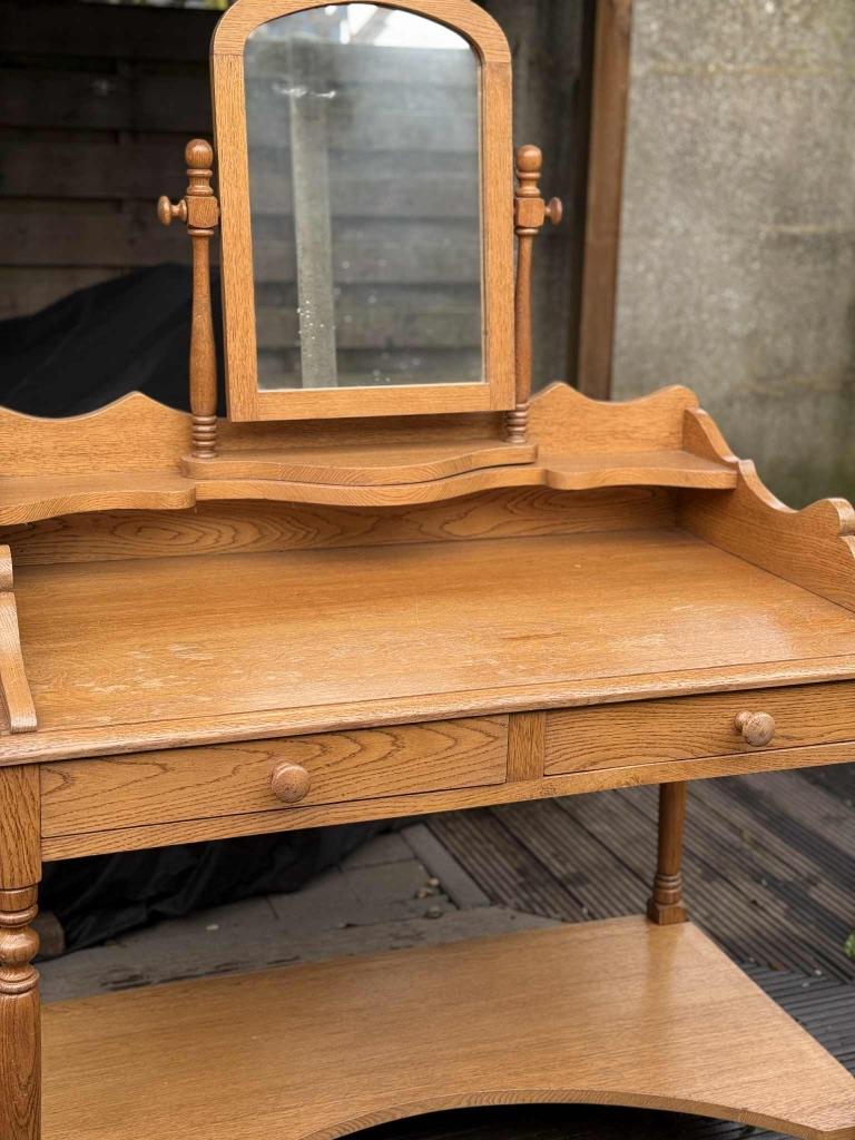 Vol eiken kaptafel, Ophalen, Gebruikt, 100 tot 150 cm, Landelijk