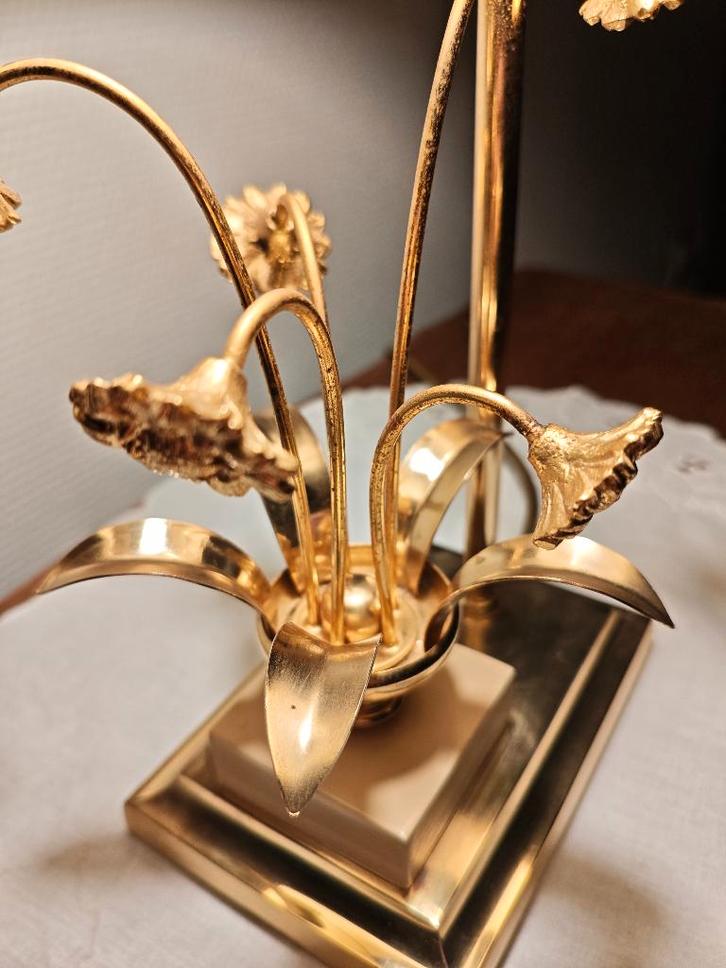 Hollywood Regency stijl tafellamp, Huis en Inrichting, Lampen | Tafellampen, Gebruikt, Minder dan 50 cm, Metaal, Stof, Ophalen of Verzenden