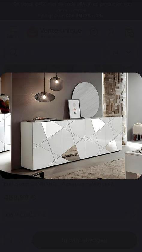 Buffetkast CANTIANO - 4 deuren - Witgelakt, Ophalen, Zo goed als nieuw, Wit