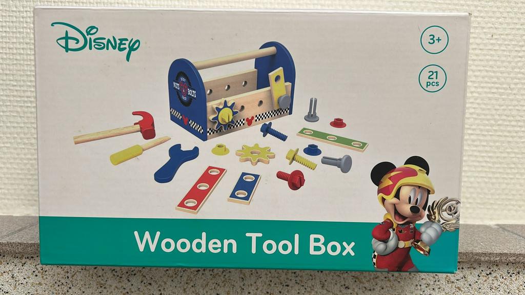 Houten gereedschapskist kinderen Disney, Ophalen, Zo goed als nieuw