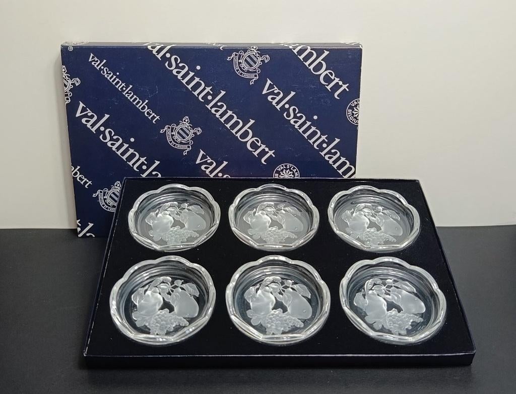 Val Saint Lambert: Dessous de verres "Gardenia Brussels"., Antiquités & Art, Antiquités | Verre & Cristal, Enlèvement ou Envoi