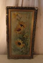 Belle œuvre peinte ancienne 'Fleurs jaunes' - Henriette, Antiquités & Art, Enlèvement ou Envoi