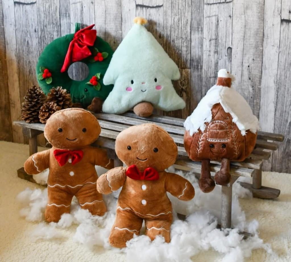 Pluche gember mannetjes huisje krans boom, Ophalen of Verzenden, Zo goed als nieuw