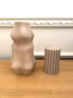 Vase en grès cérame H&M home NEUF + bougie striée, Enlèvement, Neuf