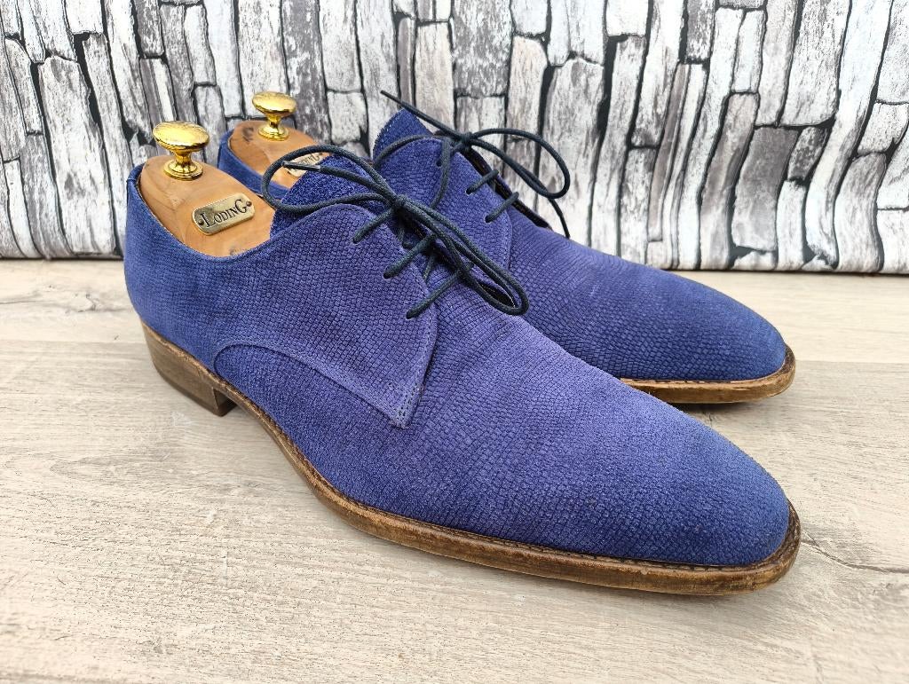 Giorgio hoogblauwe suede herenschoenen - Maat 43, Zo goed als nieuw, Veterschoenen, Giorgio Azzurro, Verzenden