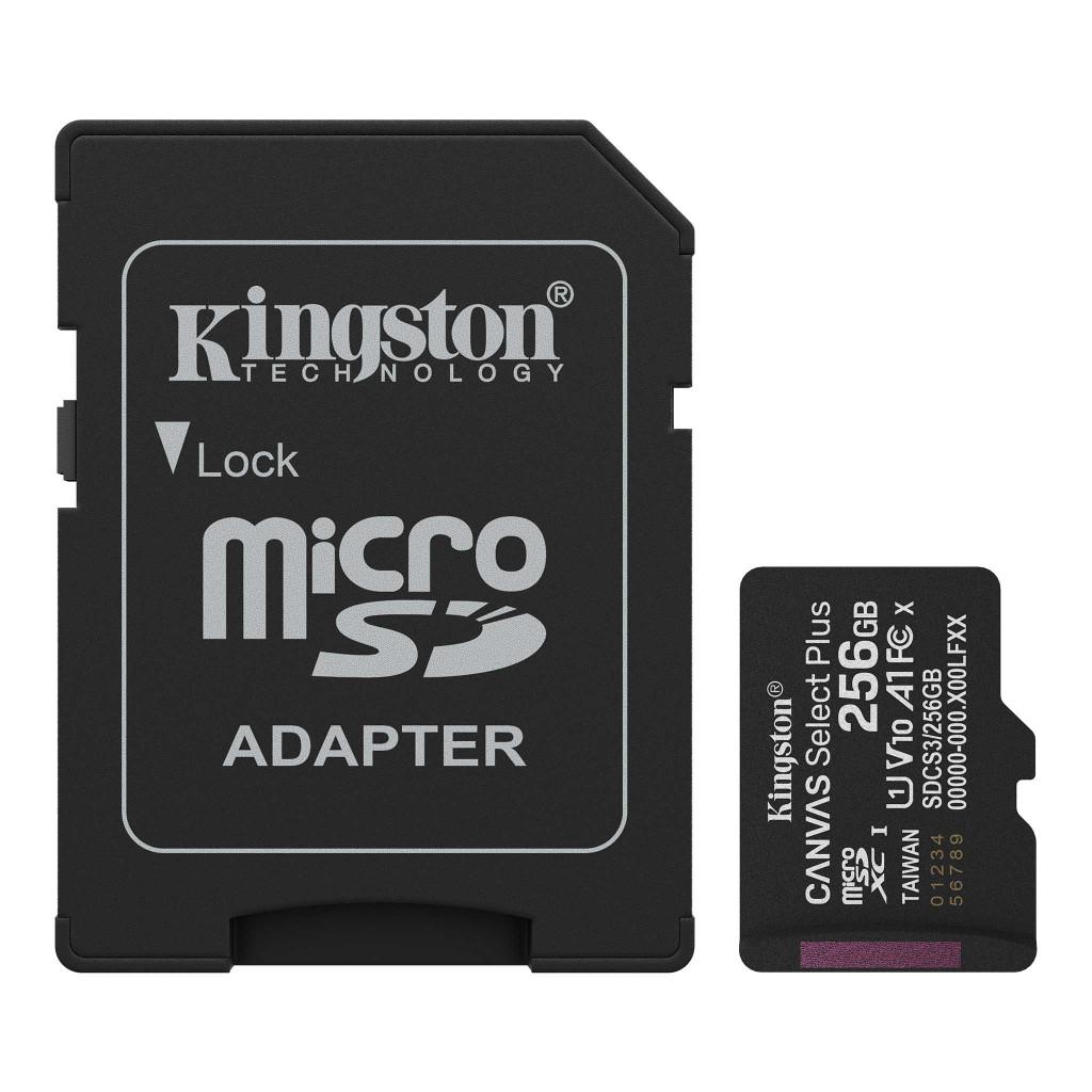 Kingston Canvas Select Plus microSD 256 Go + Adaptateur, Neuf, Autres, MicroSD, 256 GB