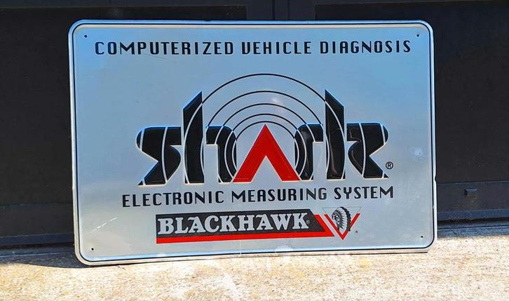 Vintage Blackhawk Shark tin sign, automotive reclamebord., Verzamelen, Merken en Reclamevoorwerpen, Gebruikt, Reclamebord, Ophalen of Verzenden