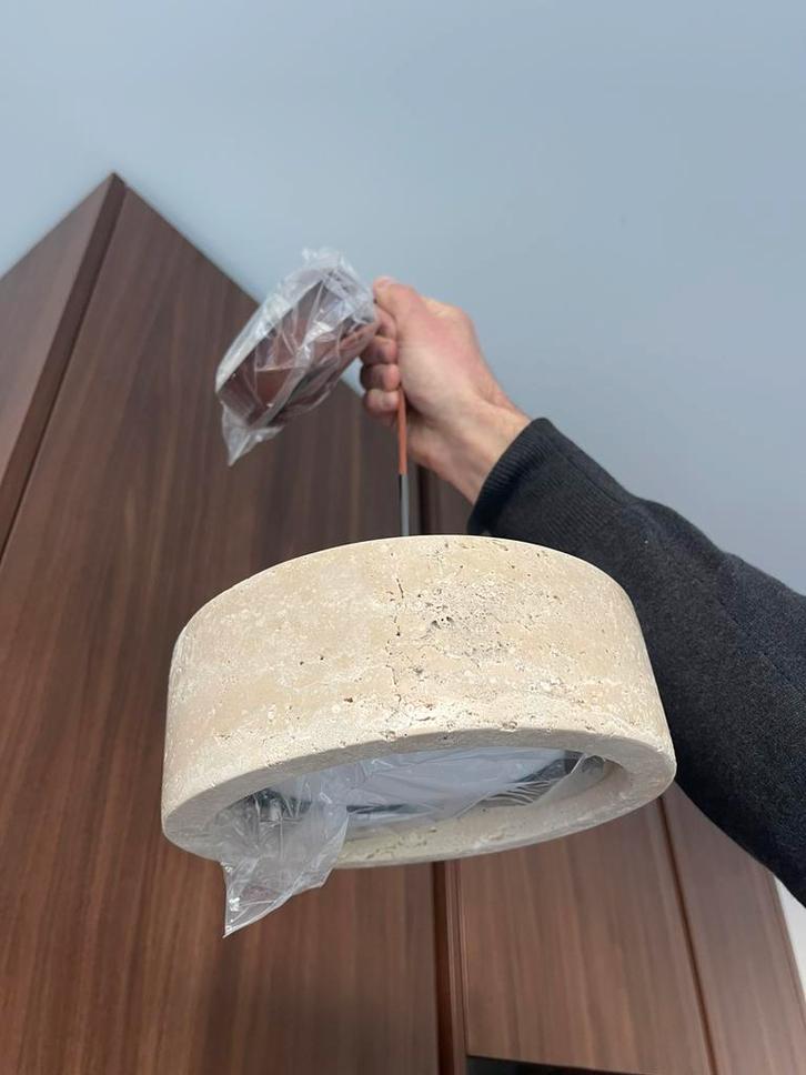 Travertin hanglamp, Maison & Meubles, Lampes | Suspensions, Neuf, Moins de 50 cm, Autres matériaux, Enlèvement ou Envoi