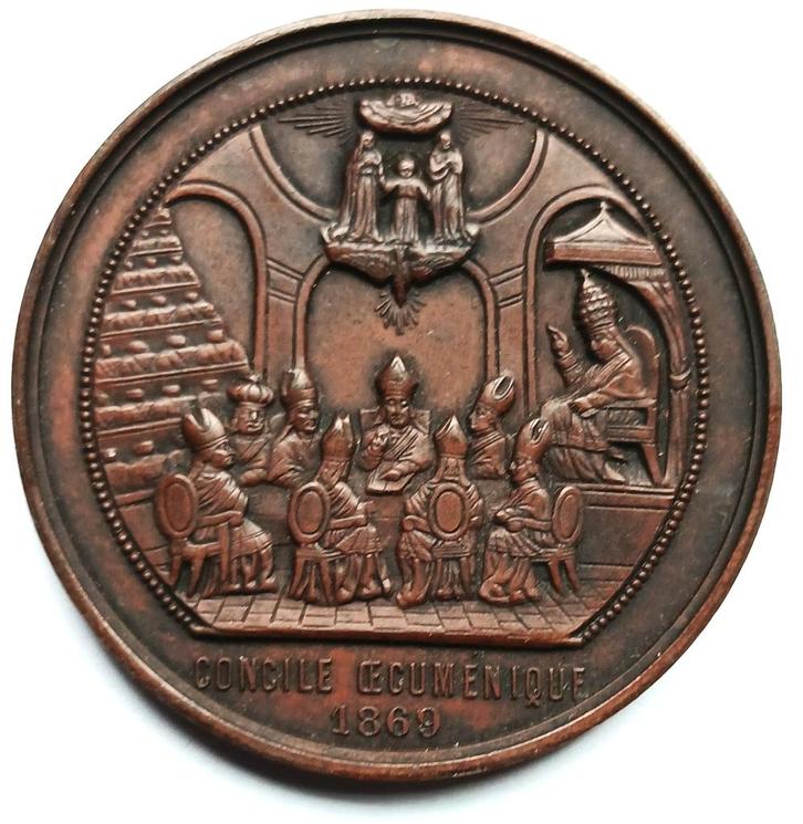 médaille 1869 1er Concile Vatican Pie IX, Timbres & Monnaies, Pièces & Médailles, Bronze, Enlèvement ou Envoi