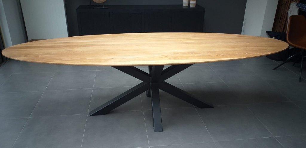 Ovale tafel verjongd eiken, notenhout of bamboe op maat., Huis en Inrichting, Tafels | Eettafels, Nieuw, Ovaal, Eikenhout, Overige houtsoorten