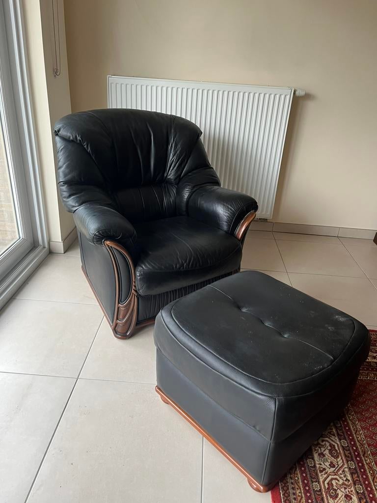 Lederen eenzit fauteuil zwart GRATIS, Ophalen, Gebruikt