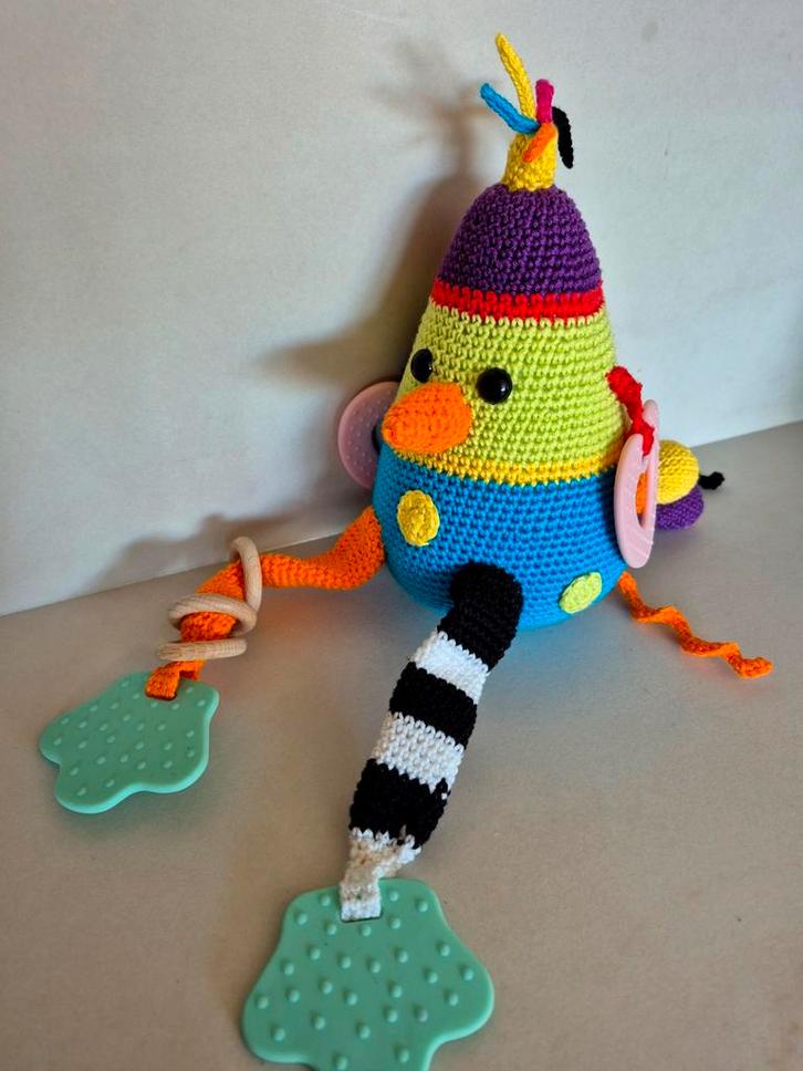 Handgemaakte Activiteitenknuffel - 'Fantasie Vogel', Kinderen en Baby's, Speelgoed | Babyspeelgoed, Nieuw, Ophalen of Verzenden