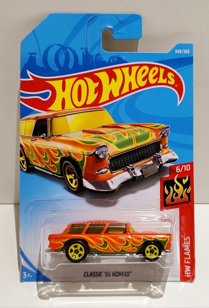Hot Wheels '55 Chevy Chevrolet Classic Nomad Flames (2017), Hobby en Vrije tijd, Modelauto's | Overige schalen, Ophalen of Verzenden