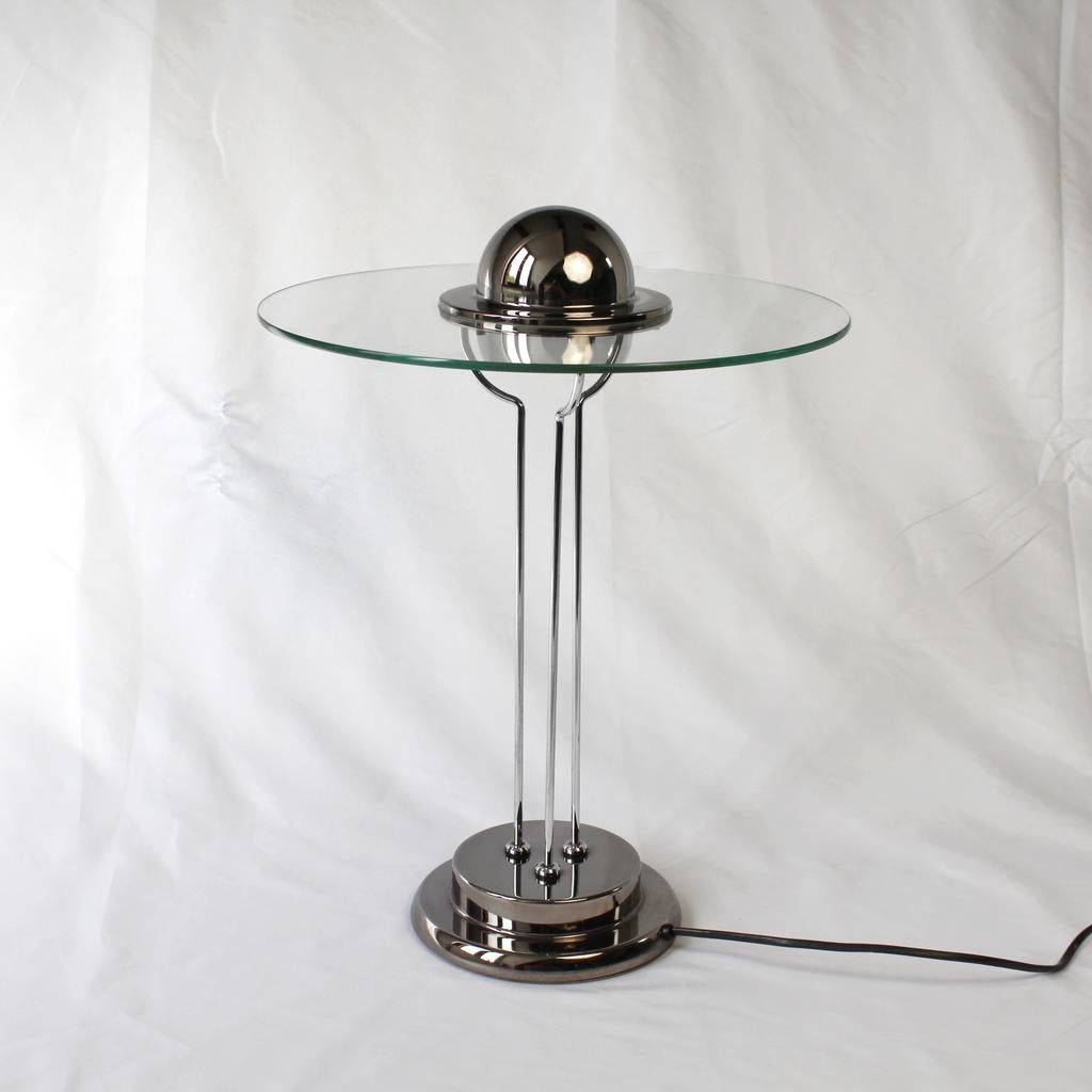 Vintage Massive "UFO" Tafellamp – Chroom & Glas – Jaren 80, Enlèvement ou Envoi