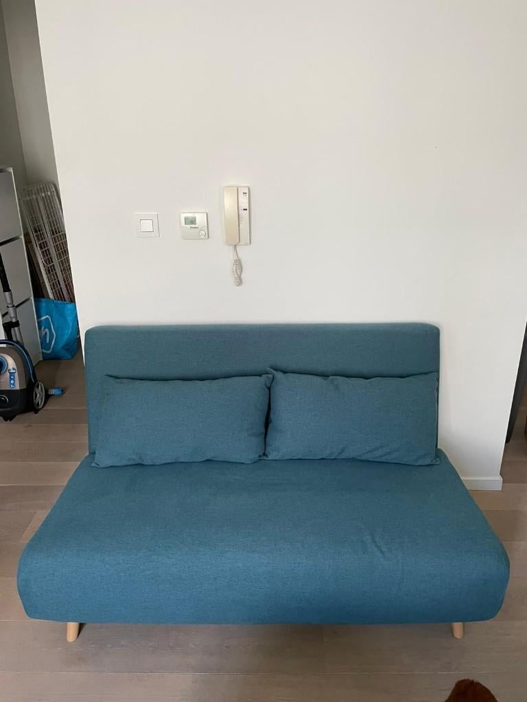 Slaapzetel - blauw - 2-zit - 135cm x 200cm - goede staat!, Huis en Inrichting, Slaapkamer | Slaapbanken, Ophalen, Gebruikt, Blauw