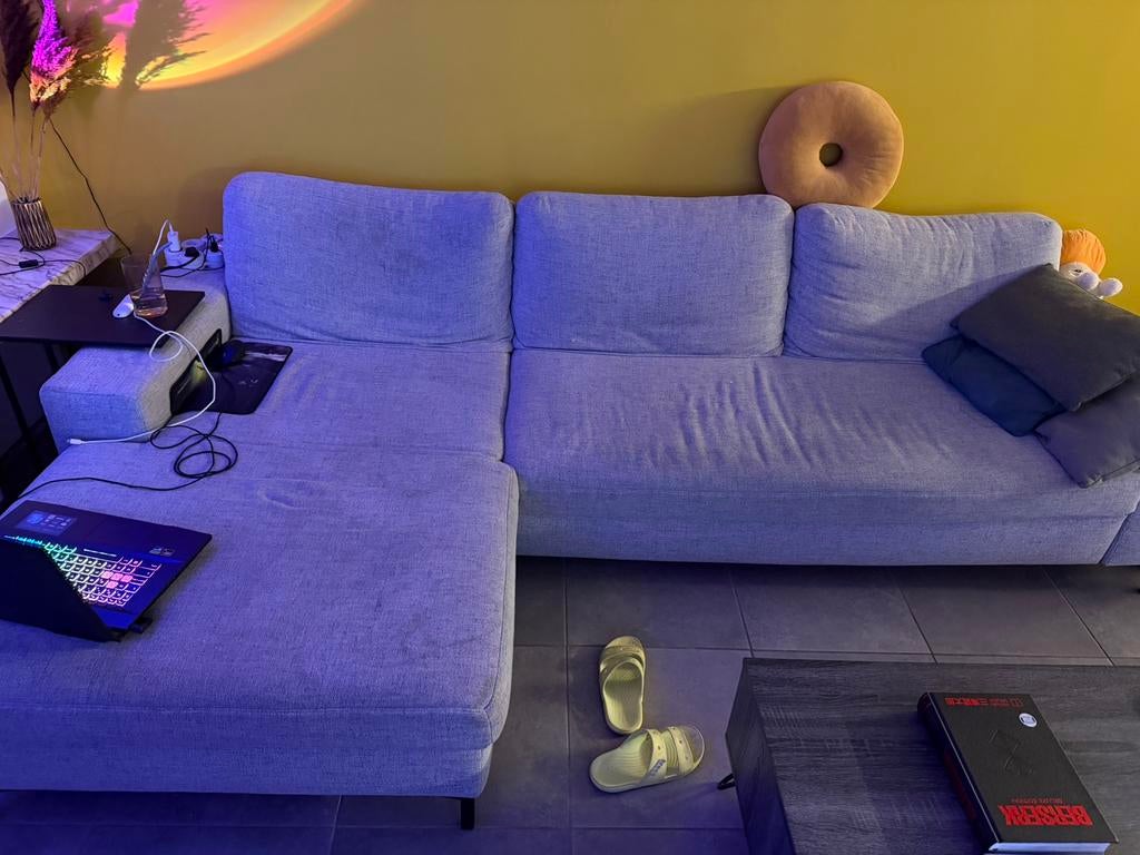 Lichtgrijze bank/sofa - L vorm, Huis en Inrichting, Ophalen, Gebruikt, Overige materialen, Modern