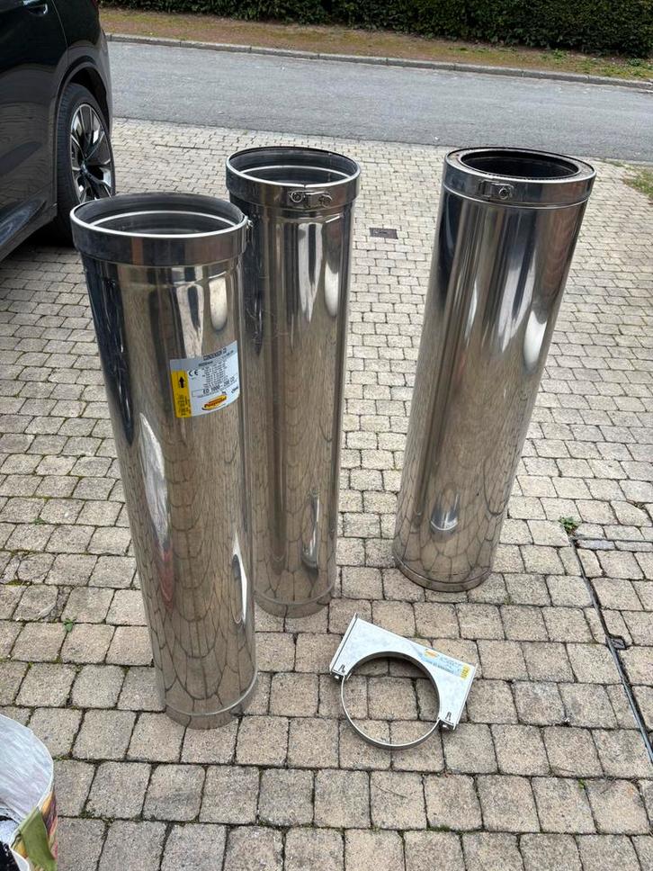 Tubage cheminée en Inox Poujoulat, Bricolage & Construction, Tuyaux & Évacuations, Utilisé, Buse droite, Inox, Moins de 2 mètres