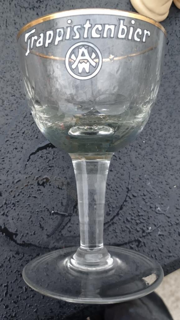 Verre bière Westmalle émaillé liseré doré ancien, Enlèvement ou Envoi