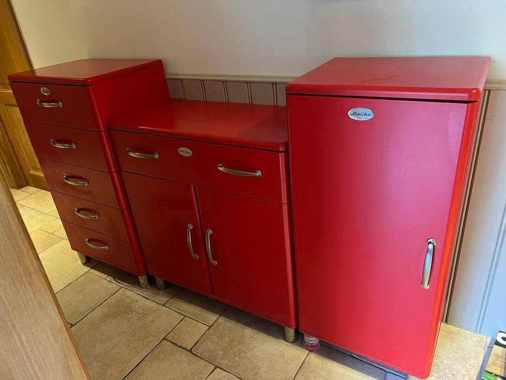 Ensemble de 3 armoires Tenzo Malibu, Maison & Meubles, Enlèvement, Utilisé, Retro/modern kleur rood