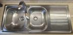 Roestvrijstalen spoelbak met 2 schalen 116 x 50, Doe-het-zelf en Bouw, Sanitair, Ophalen, Gebruikt, Inox, Wastafel