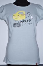 Blond : T-shirt / Shirt tekst + afb : "Mixed Feelings" / S, Manches courtes, Taille 36 (S), Bleu, Porté