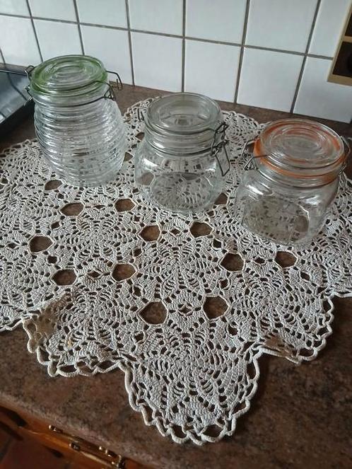 retro glazen voorraad potten met beugelsluiting-set van 3, Huis en Inrichting, Keuken | Potten en Pannen, Zo goed als nieuw, Glas