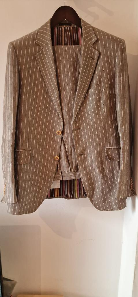 Etro Milano linnen kostuum – maat 52, Kleding | Heren, Kostuums en vesten, Zo goed als nieuw, Maat 52/54 (L), Beige, Ophalen of Verzenden
