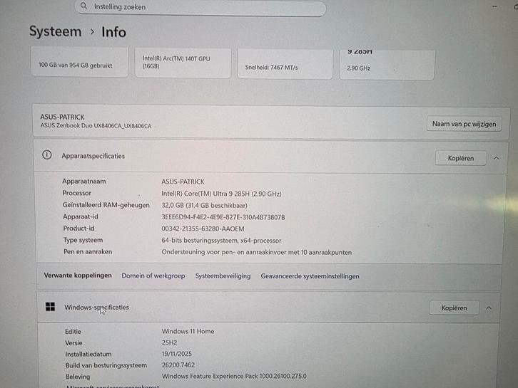 ASUS ZENBOOK DUO - 6mnd oud, Computers en Software, Windows Laptops, Zo goed als nieuw, 14 inch, 4 Ghz of meer, 32 GB, Azerty